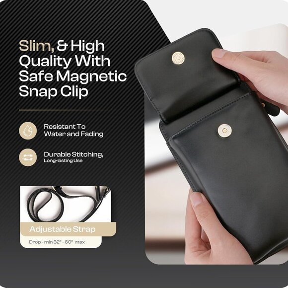 Womens Crossbody Wallet & Phone Case | iPhone/Samsung/LG Magnet Cell Pouch & Han - Picture 3 of 8